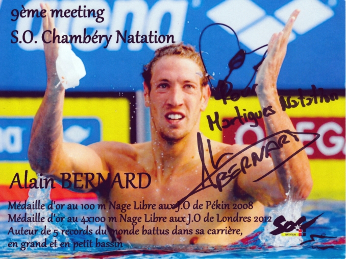 Photo dédicacée d'Alain Bernard (meeting de Chambéry 2013) - MARTIGUES NATATION